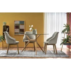 ASHMORE TABLE, TABLETOP - TRANSPARENT, LEGS - WOODEN